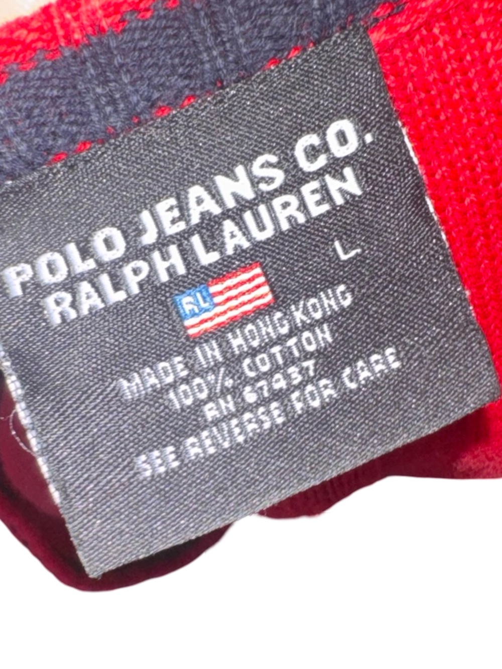 Vintage Polo Jeans Co. Ralph Lauren Red Ribbed Long Sleeve Top size large - Picture 6 of 9